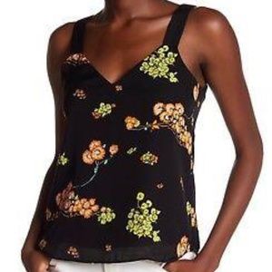A.L.C. Renne Black Floral Silk Tank Top
